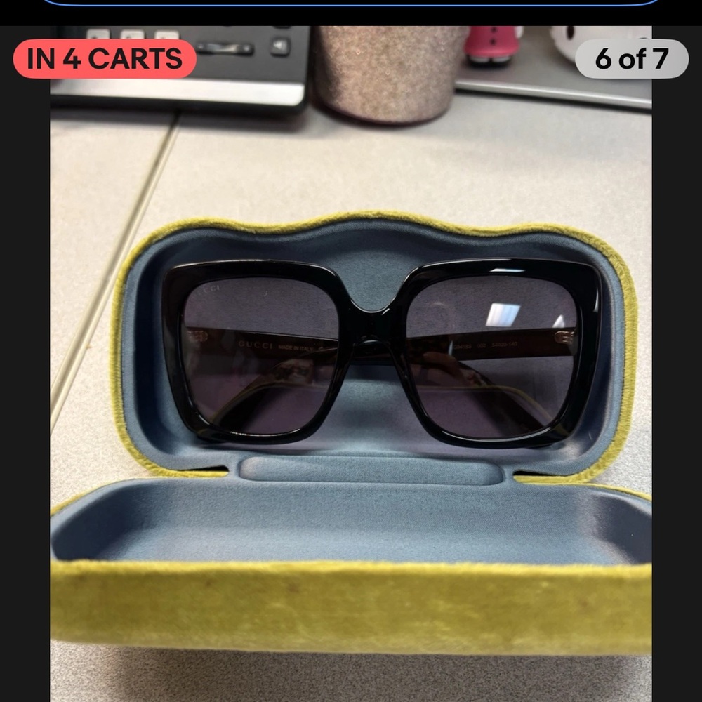 Gucci Black Sunglasses with Yellow Case - Picture 4 of 6